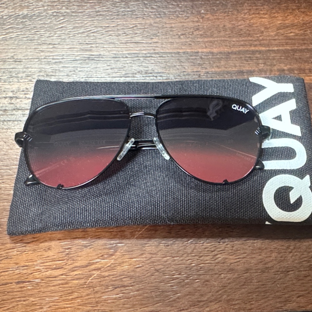 Quay Black and Pink Sunglasses